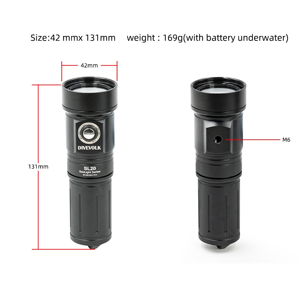 Divevolk Dive Light 2000 lumen PV22 for Underwater Photography