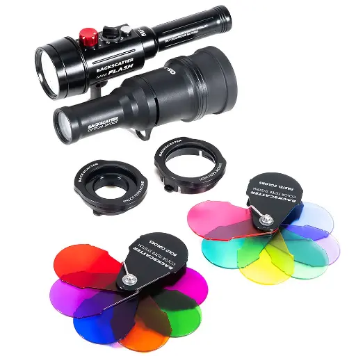 [bs-mf-2-fh-combo] Backscatter Mini Flash 2 & Optical Snoot Combo Package with Color Filters & Holders